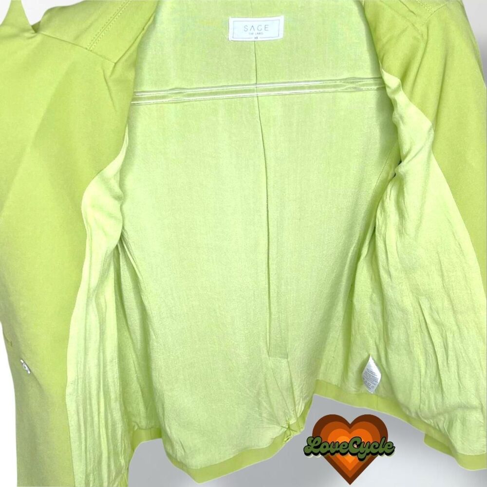 Women's Sage Green Double Breasted Blazer with Tortoise Shell Buttons - Picture 4 of 5